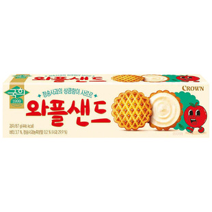 韩国进口CROWN克丽安苹果味夹心饼干华夫饼儿童休闲零食曲奇原装