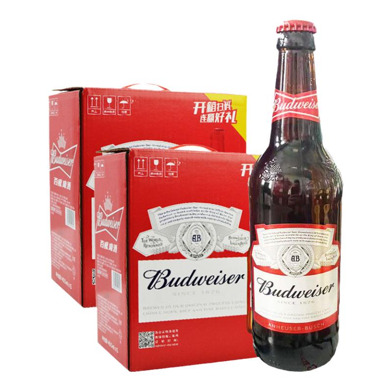 百威啤酒460ml*12瓶整箱装玻璃瓶大瓶装美式拉格啤酒全国包邮