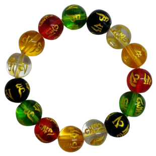 结缘佛系六字真言金木水火土情侣手链饰品男女水晶链个性精致手链