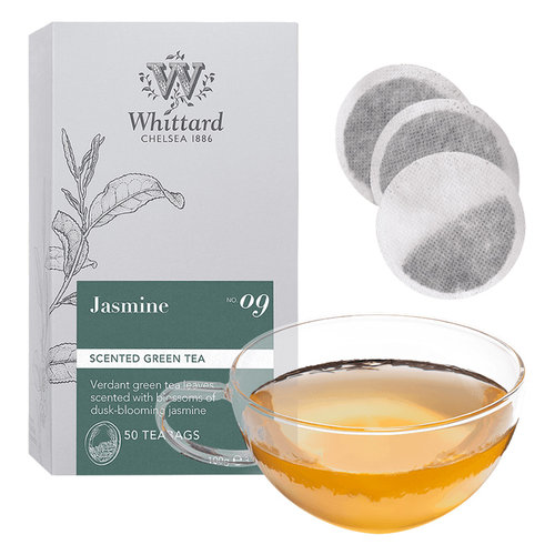 Whittard英国进口茉莉香味绿茶圆形茶包50片袋装小包英式冷泡茶