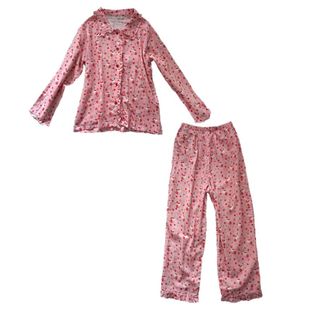 A类日系纯棉双层纱布花边翻领家居服春秋宽松碎花睡衣套装