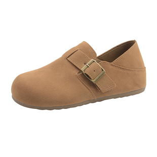 绝美一脚蹬厚底勃肯鞋女秋冬2025超火新款爆款棕色内增高平底单鞋