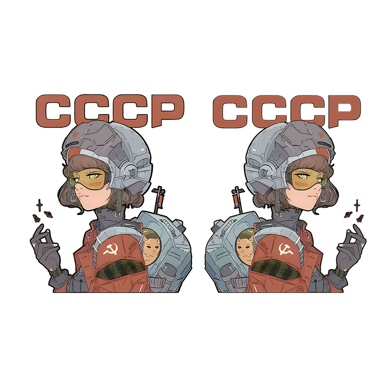 cccp苏联女宇航员航空反光车贴纸行李箱钓箱电动车装饰个性创意贴