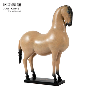 阿斯蒙迪客厅玄关装饰品办公室桌面摆件青铜雕塑马艺术品苏凌志