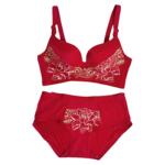 性感牡丹花刺绣文胸套装内衣内裤无钢圈聚拢收副乳调整型小胸聚拢