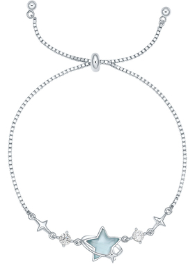 周六福饰品蓝星银手链女S925银高级感轻奢小众送女友圣诞礼物