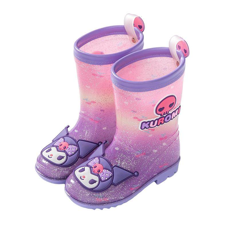 库洛米儿童雨鞋女童水晶雨靴幼儿园可爱卡通小童防滑防水胶鞋女孩