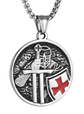 嘻哈潮男钛钢复古风圣殿骑士项链