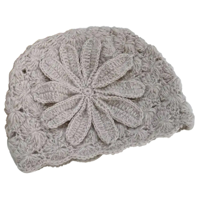 毛线花朵包头帽秋冬保暖针织帽