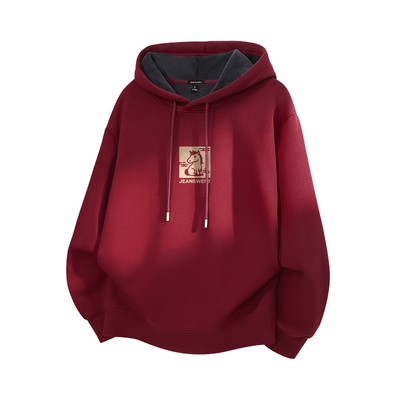 真维斯红色卫衣男冬季加绒加厚