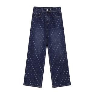 OTHERSTORE 闪闪钻石 高级感亮闪闪烫钻阔腿牛仔裤女高腰显瘦裤子