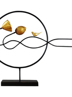 新中式古风客厅装饰摆件青鸟莲蓬