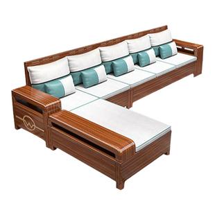 新中式原木沙发胡桃木全实木客厅沙发现代简约大小户型家用储物