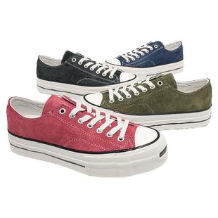 TCMADE 024开口笑低帮牛皮帆布鞋 翻毛工艺硫化鞋厚底增高男女鞋