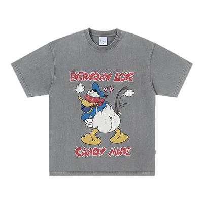 CANDYMADE春夏新款短袖男款 潮流水洗灰宽松圆领T恤