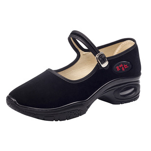 老北京布鞋女工作鞋女黑色软底防滑厚底高跟夏季广场舞女鞋妈妈鞋