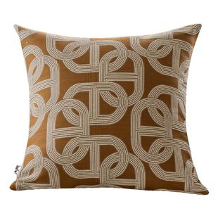 雅梵林 复古轻奢橘棕色沙发抱枕客厅靠枕千鸟格床头靠垫套不含芯