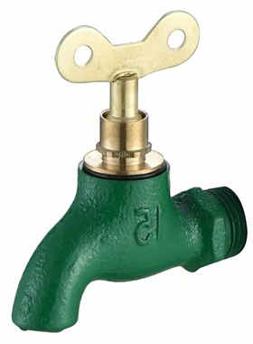 老式绿色生铁喷漆水龙头户外4分铁快开水龙头铸铁慢开龙头铁钥匙
