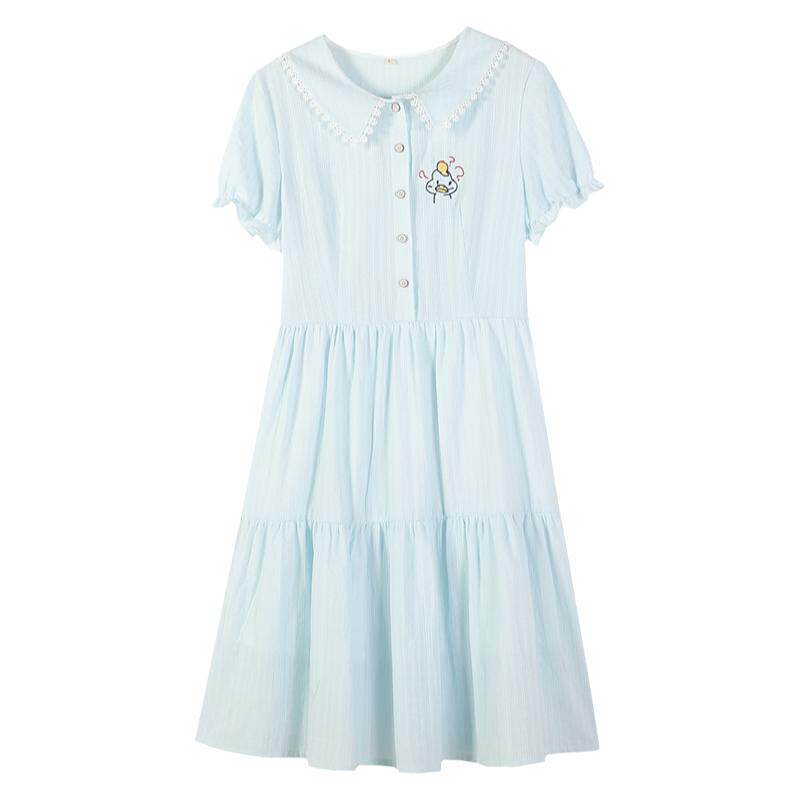 绣花雪诗恋全棉连衣裙夏季学生