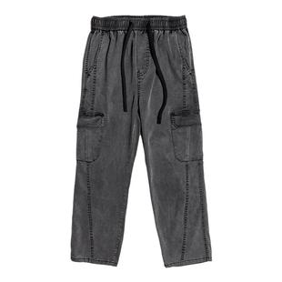 天丝莱赛尔工装裤男士加绒2025秋冬新款宽松大码直筒牛仔休闲裤子