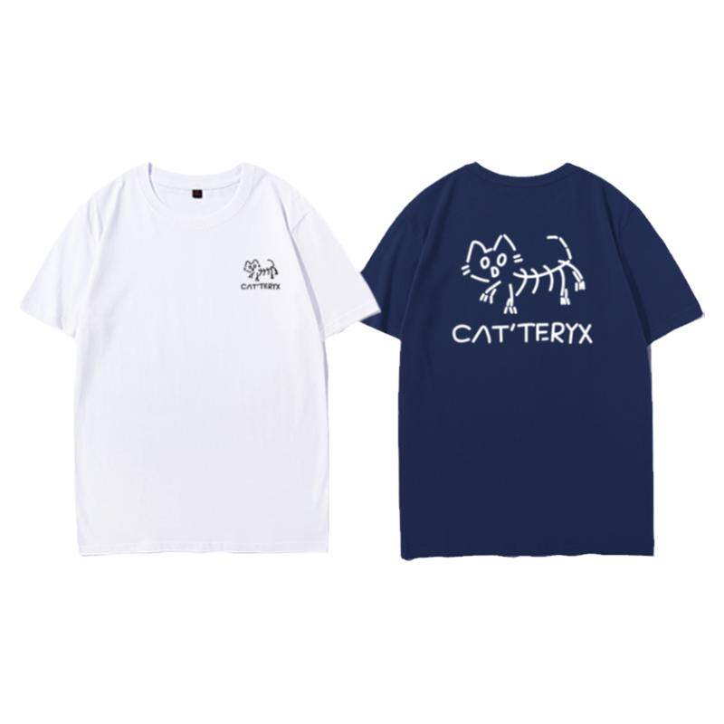 始祖猫短袖T恤男女纯棉宽松大码情侣装上衣可爱猫咪轻奢潮牌半袖