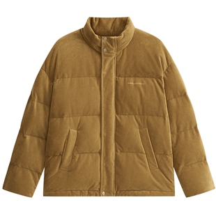 MODE COMMUTER| MC细条灯芯绒棉软糯针针织宽绗缝立领短款羽绒服