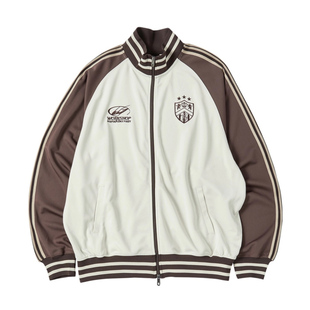 金秋天同款TRAVEL韩国设计师品牌拼色双杠条纹立领休闲夹克外套女