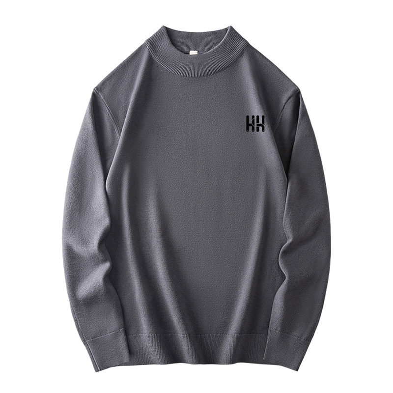 正品HH毛衣男款2025秋冬加绒保暖内搭打底衫高级感针织衫线衣