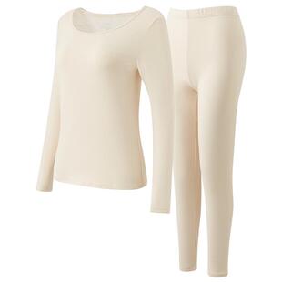 三福女冬季简约AB面保暖内衣 修身打底秋衣秋裤套装女851236