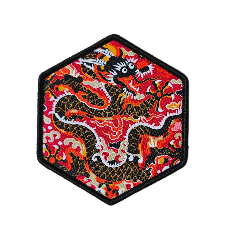DIY红底龙纹江崖海水魔术贴章