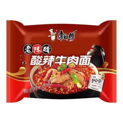 康师傅酸辣牛肉面袋装夜宵