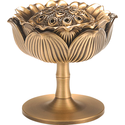 纯铜香炉宝莲灯莲蓬盘香炉家用室内檀香炉仿古沉香熏香炉茶道摆件