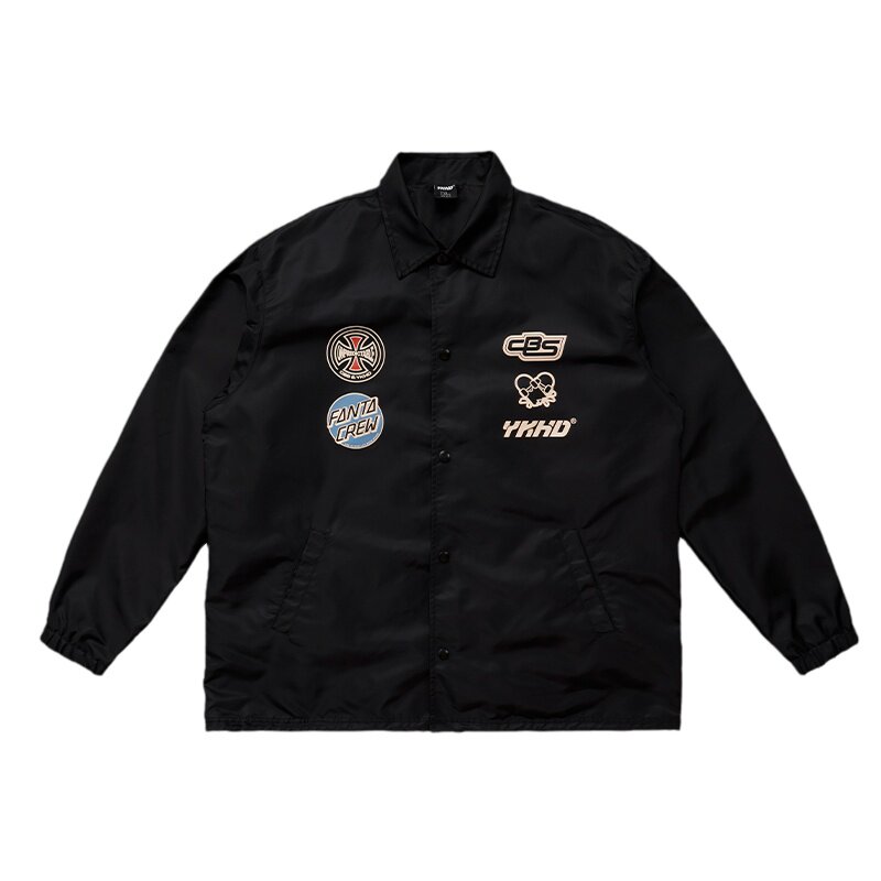 YKHD X CBS A+教练夹克春秋季防水美式休闲黑色滑板小轮车外套bmx