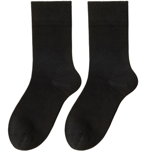 黑色袜子女纯棉秋冬中筒袜棉袜防臭吸汗无骨缝合女士长袜配乐福鞋