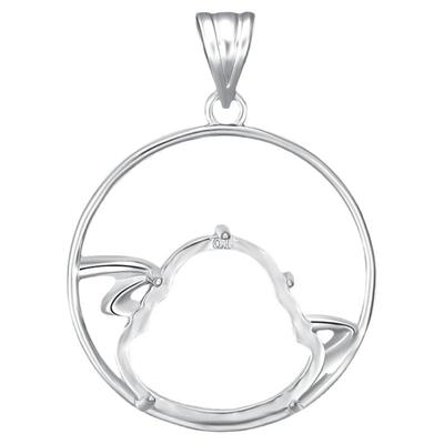 未镶嵌翡翠纯银佛公吊坠空托