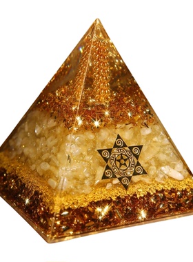 新中式水晶金字塔六芒星招财摆件