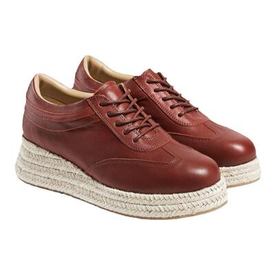 坡跟厚底系带深口单鞋复古乐福鞋