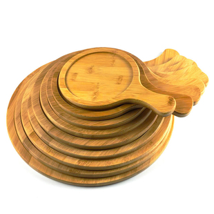 披萨板托盘圆形切面包蛋糕实木质分割底板创意西餐牛排披萨竹盘子