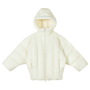 LittleNaive女童连帽羽绒服冬季90白鸭绒儿童蝙蝠袖保暖羽绒外套