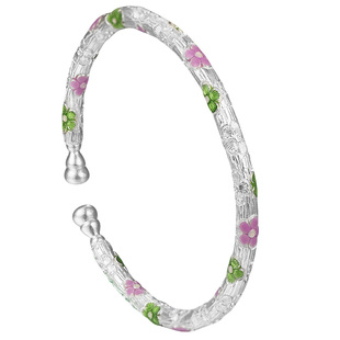 吴越老银铺足银9999福沁手镯时尚清新银手镯新中式开口可调节镯子