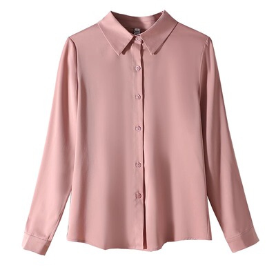 春款法式重磅真丝缎面小花衬衫女