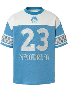 孟佳&张奕然同款】YAD数字棋盘格烫钻短袖网眼球服圆领T恤夏季