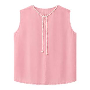 PENNYPENG 珍珠少女 哑光柔润手工珍珠领宽松气质真丝丝绒上衣