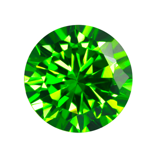 圆形浅绿色锆石裸石戒面 人造宝石可镶嵌戒指耳钉项链首饰配件diy