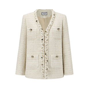 SHRO ENRO春季新款轻奢千金风粗花呢小香风外套半裙时尚套装女