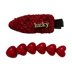 2026马年本命年头饰新年红色蝴蝶结发夹边夹侧边碎发刘海夹子bb夹