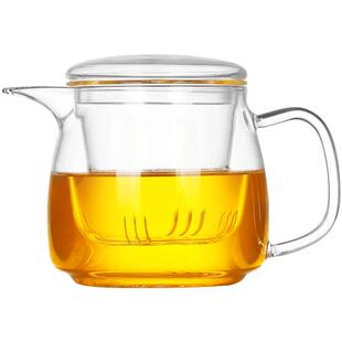 左茗右器带把手玻璃杯耐高温水杯男女士花茶杯茶水分离泡茶杯子