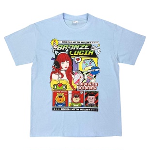 Bronze Lucia熊出没联名 红色短袖印花T恤原创设计上衣学院风少女