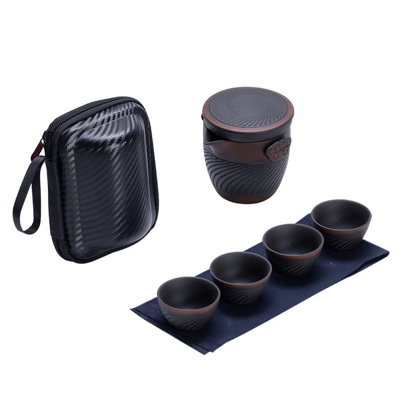 紫陶旅行茶具套装带过滤快客杯