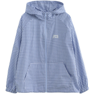 初中生2026春季新款学院风格子外套女青少年休闲连帽长袖外搭开衫